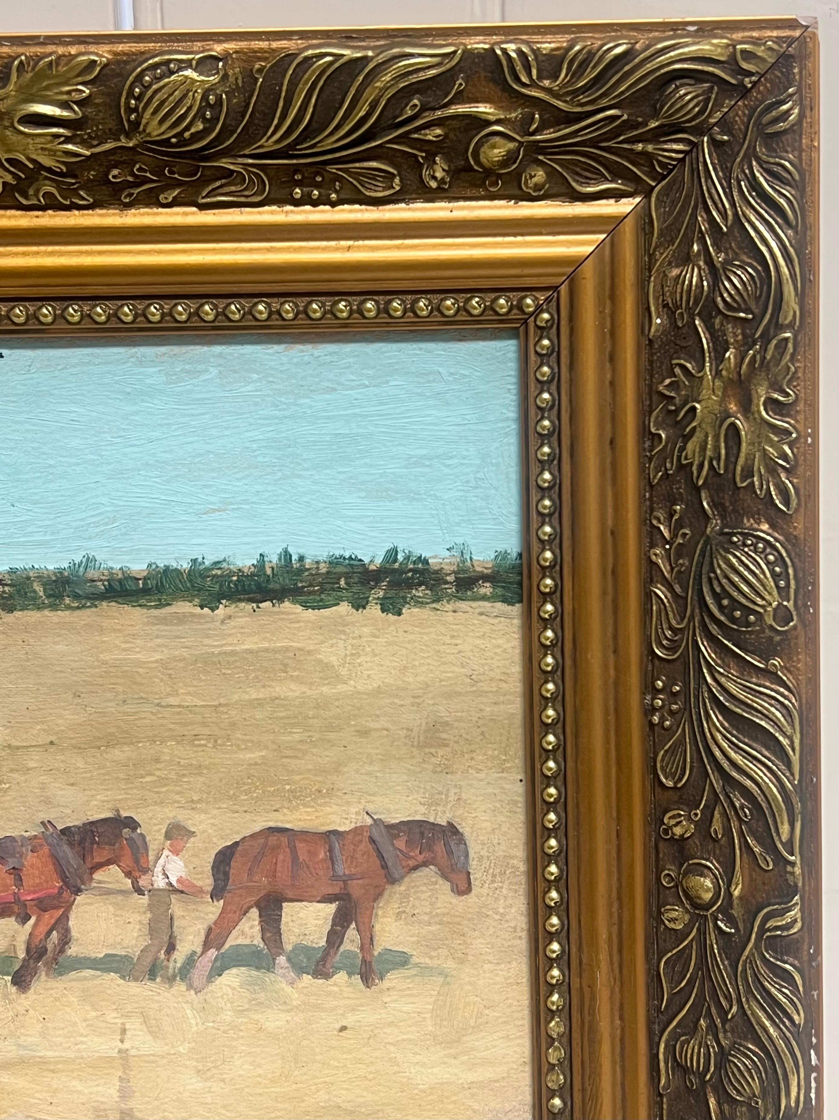 The Haycart Mitte des 20. Jahrhunderts English Impressionist Signiert Ölgemälde im Angebot 1