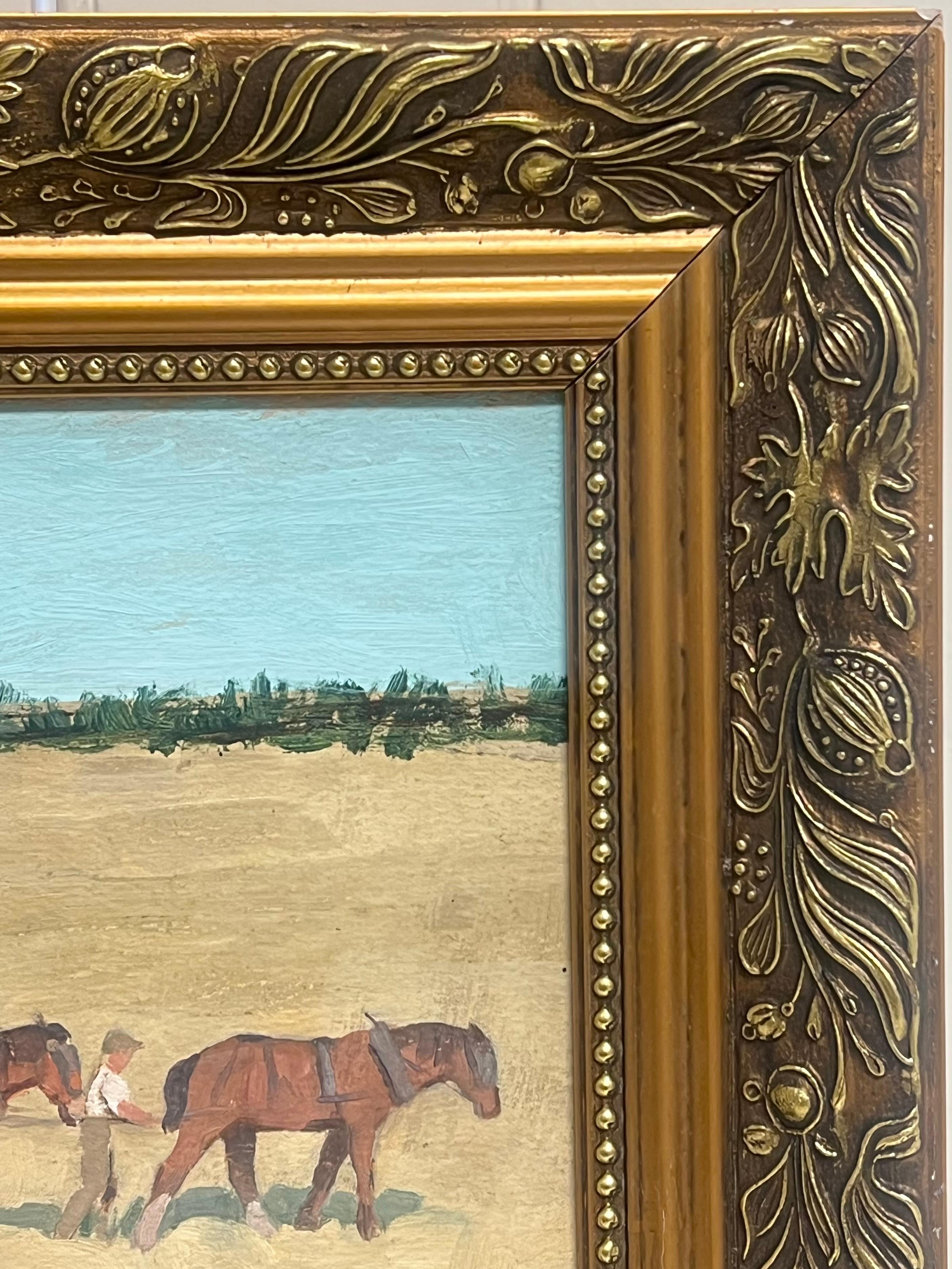 The Haycart Mitte des 20. Jahrhunderts English Impressionist Signiert Ölgemälde im Angebot 2