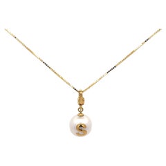 Wilfredo Rosado South Sea Pearl Charm "S' Initial 18K Yellow Gold