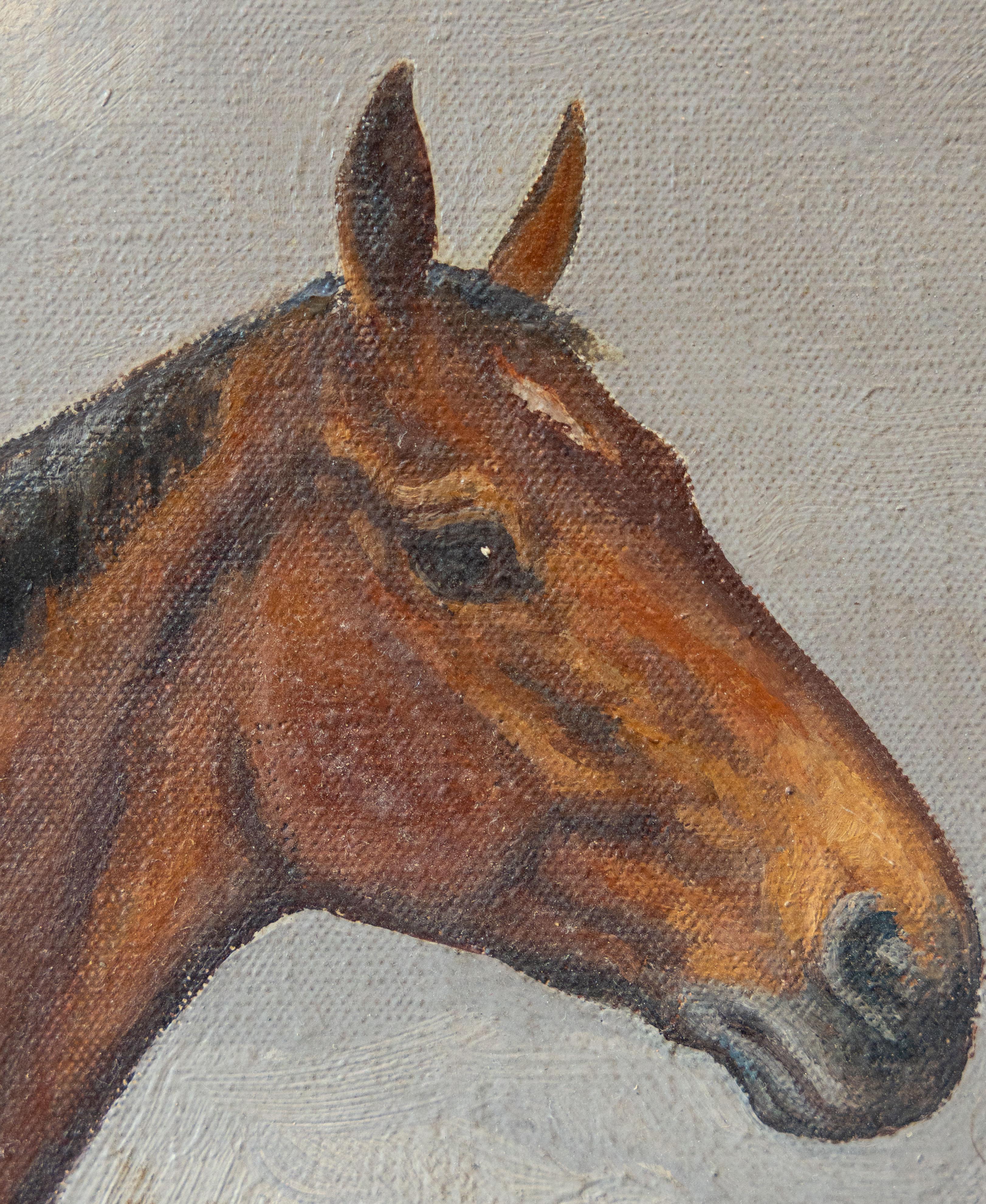 Cheval près d'un paysage - École anglaise Painting par Wilfrid Bailey 