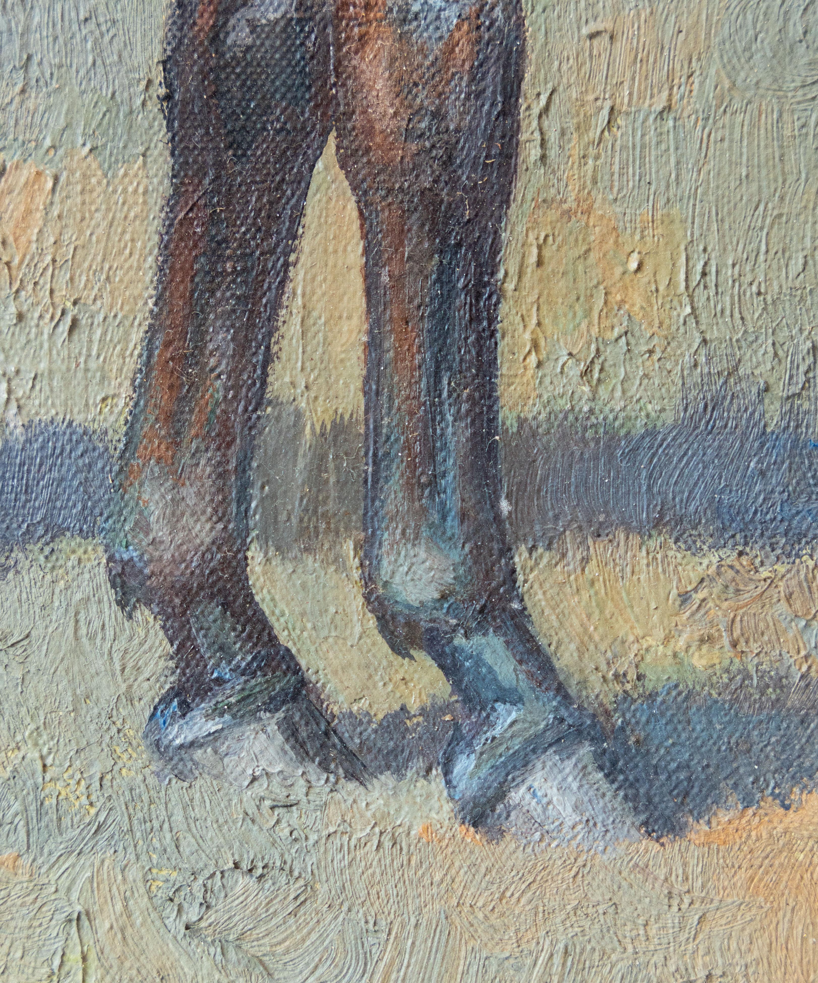 Cheval près d'un paysage - Marron Animal Painting par Wilfrid Bailey 