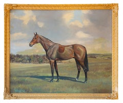 Portrait of a Bay Horse, Oil on Canvas, Signed 1956, Mid-20th Century