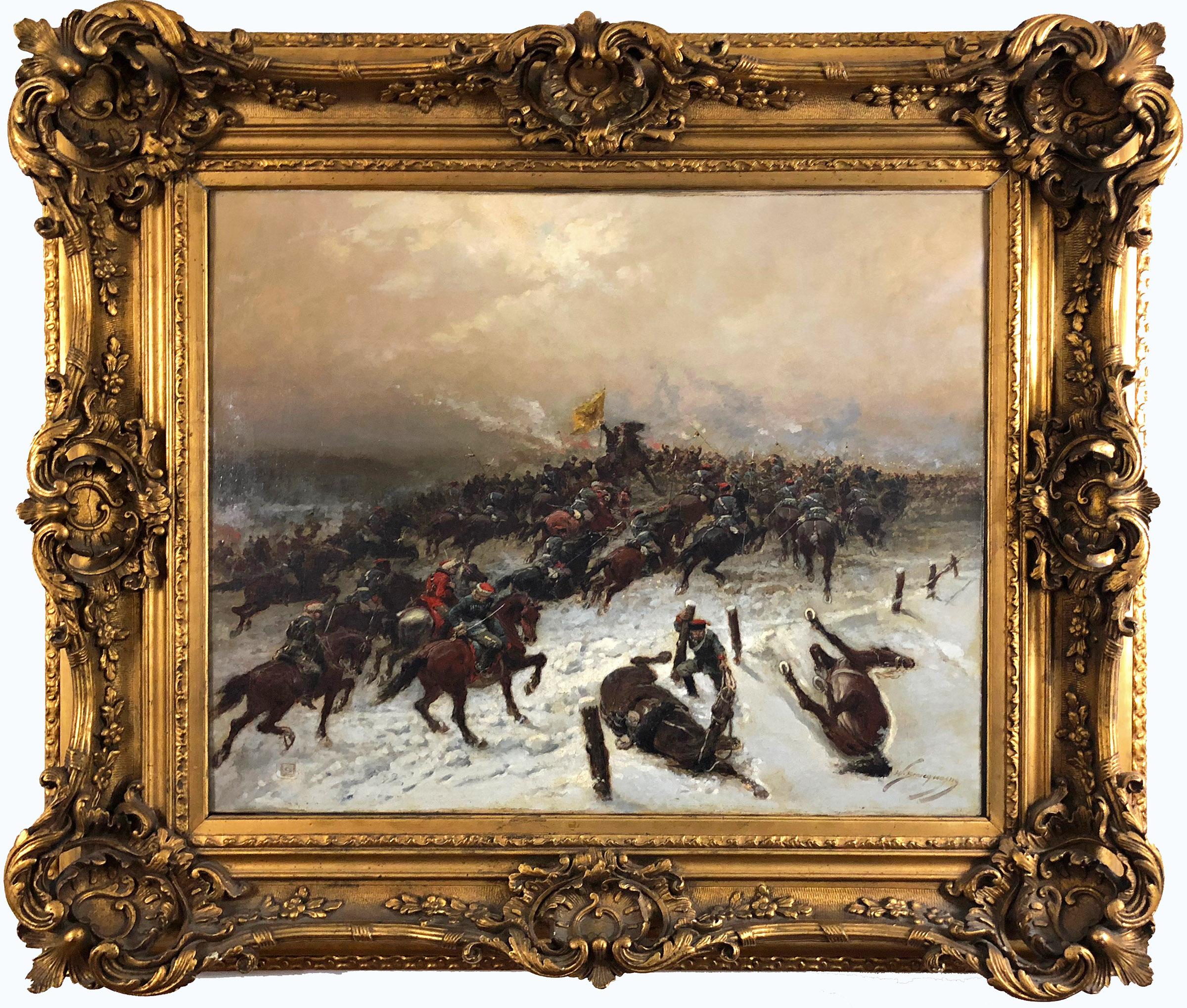 Wilfrid Constant Beauquesne Figurative Painting - Franco-Prussian Battle Scene