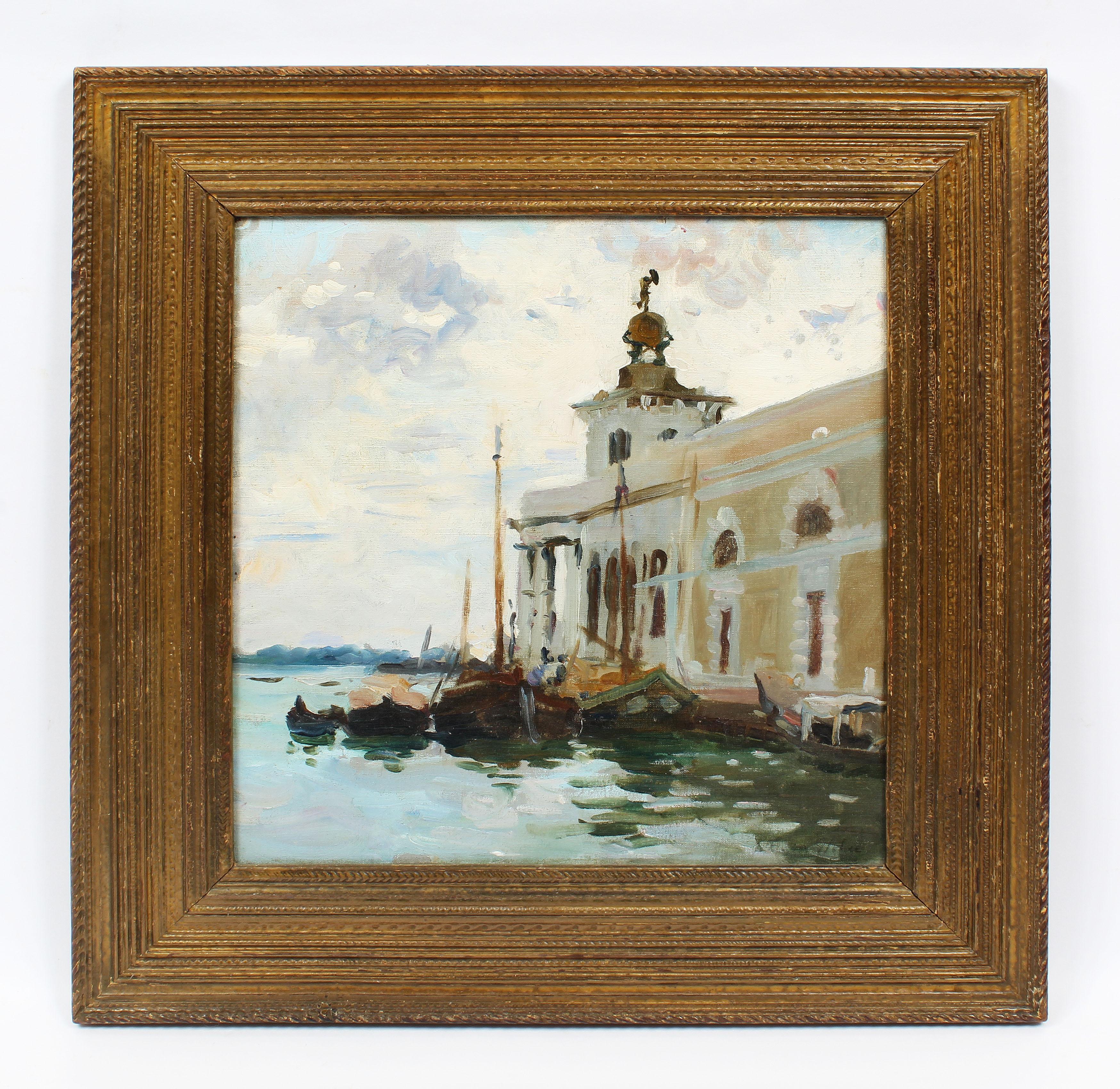 Antico Impressionista Americano Venezia Italia Firmato Pittura ad Olio Originale Raro - Painting di Wilfrid Gabriel de Glehn