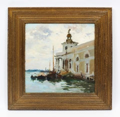 Antique American Impressionist Venice Italy Signed Original Rare Oil Painting