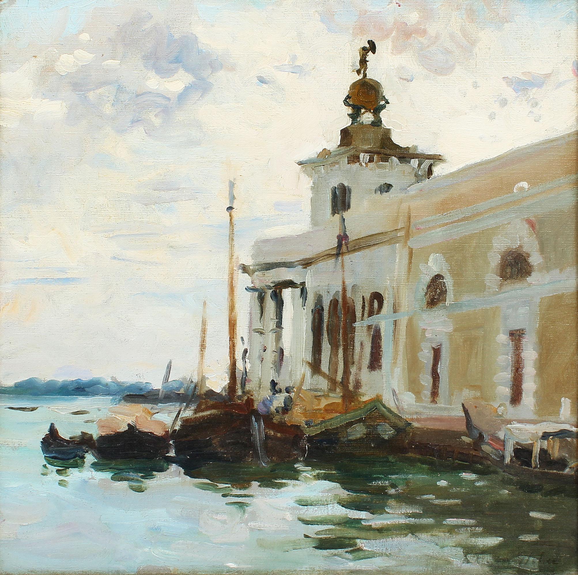 Antico Impressionista Americano Venezia Italia Firmato Pittura ad Olio Originale Raro - Painting Impressionismo di Wilfrid Gabriel de Glehn
