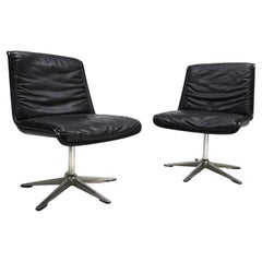Wilkhahn Delta set of 2 leather conference / dining chairs by Delta, 1960