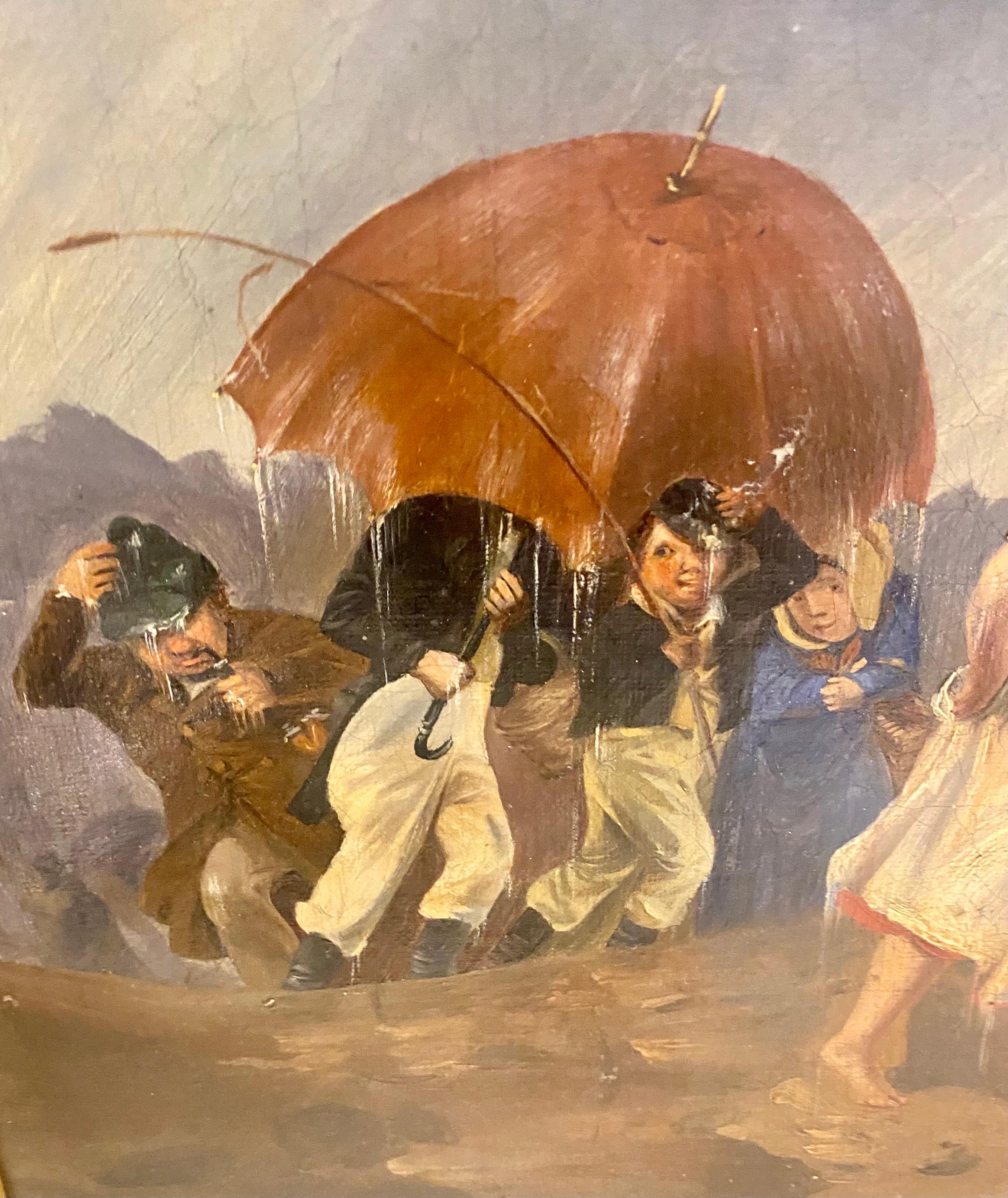 Wilhelm Alexander Meyerheim Walking in the Rain In Good Condition For Sale In London, GB