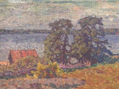 View of a Fjord, Impressionist oil on canvas, signed&dated 1925, Swedish artist