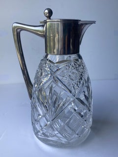 Wilhelm Binder Art Nouveau Pitcher/carafe Silver fitting and cut glass, Germany