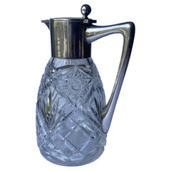 Wilhelm Binder Art Nouveau Pitcher/carafe Silver fitting and cut glass, Germany 
