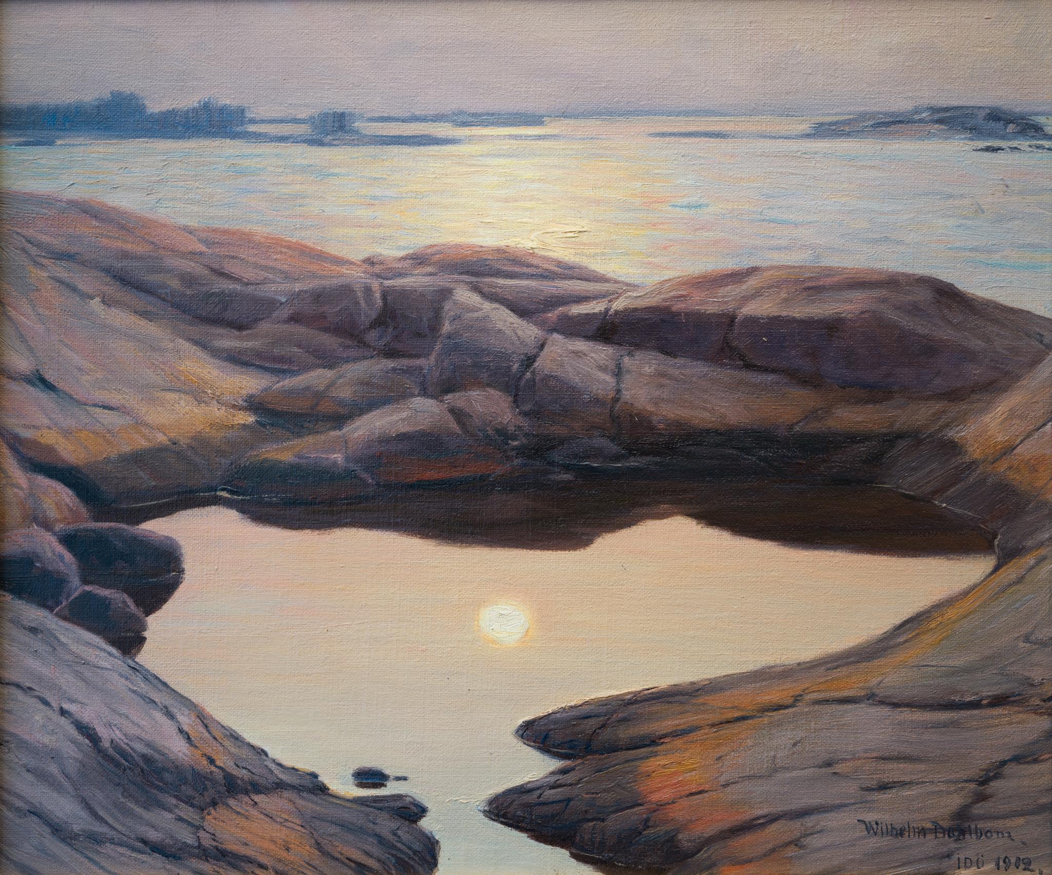 Moonlight over the Lake, 1912, By Swedish Artist Wilhelm Dahlbom For Sale 2