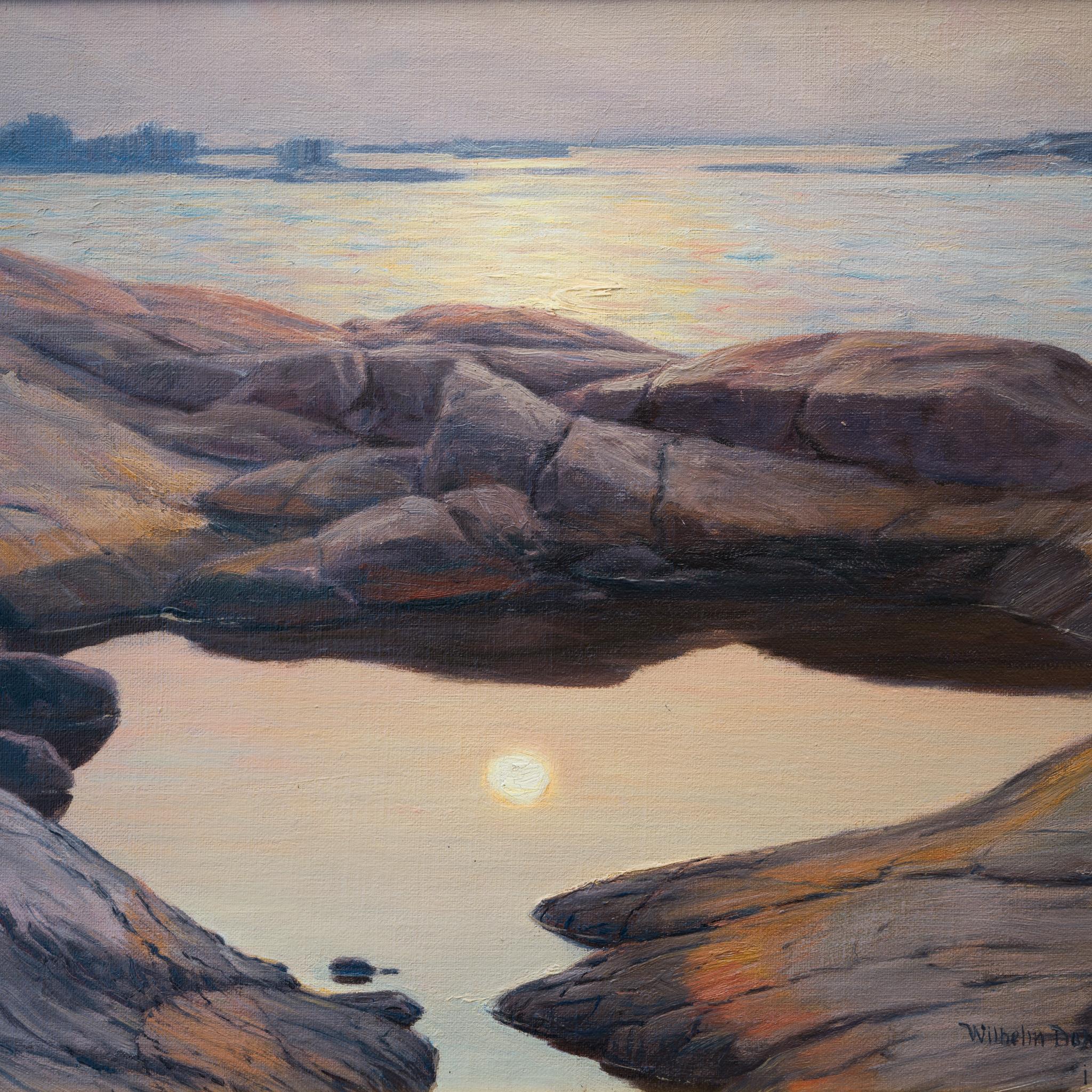 Le clair de lune au-dessus du lac, 1912, par l'artiste suédois Wilhelm Dahlbom en vente 4