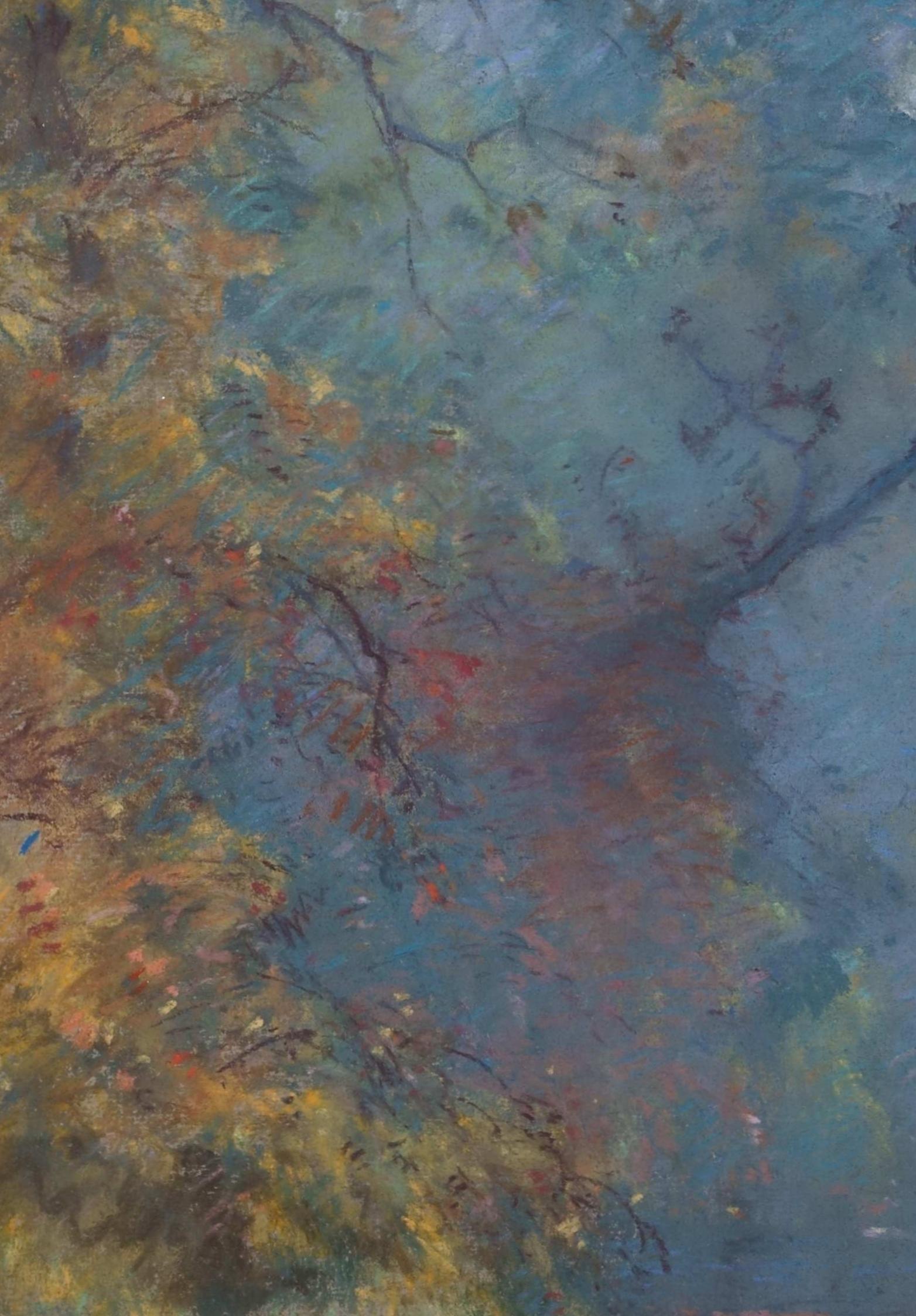 Impressionist Autumn Landscape with Lake / - Diffuse Concretion - – Painting von Wilhelm Feldmann