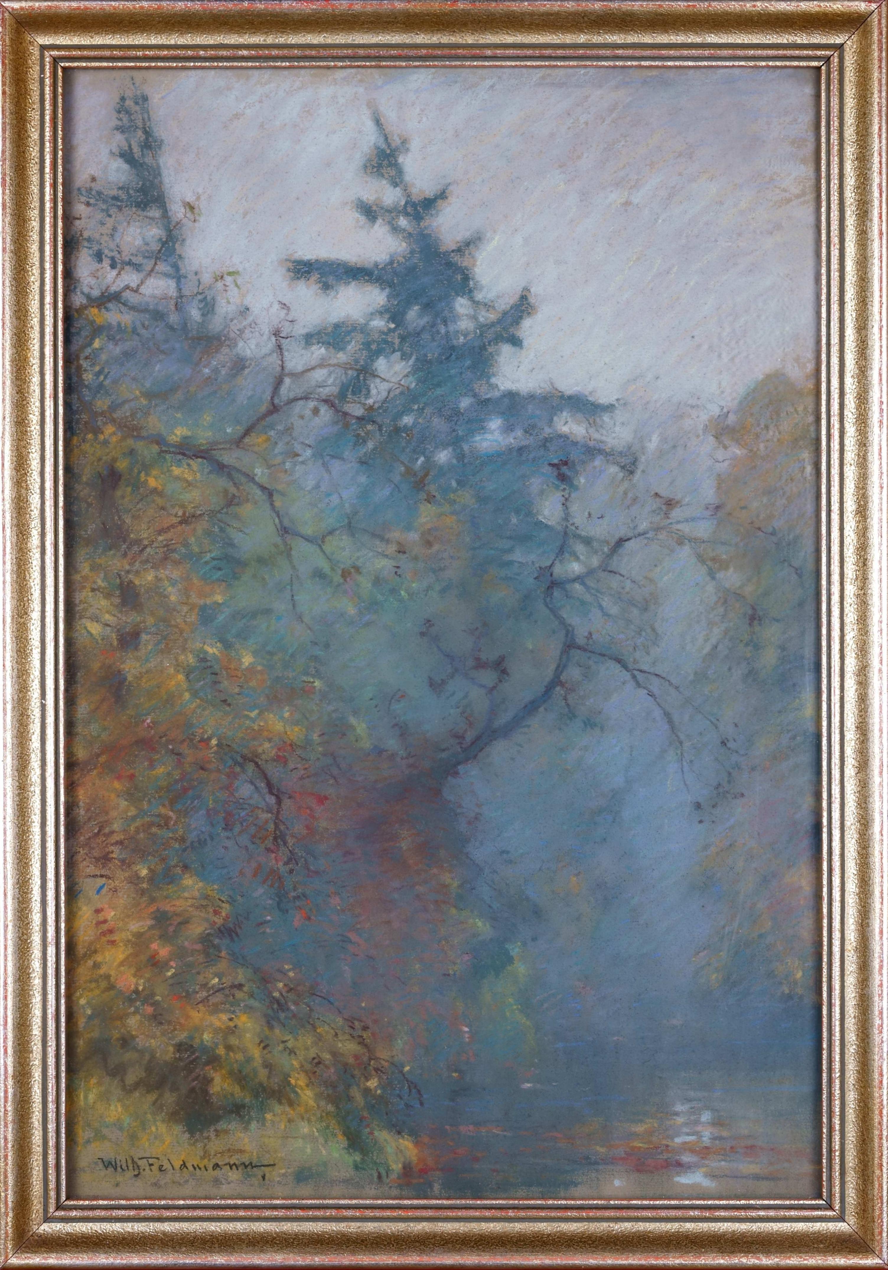 Impressionist Autumn Landscape with Lake / - Diffuse Concretion - (Impressionismus), Painting, von Wilhelm Feldmann