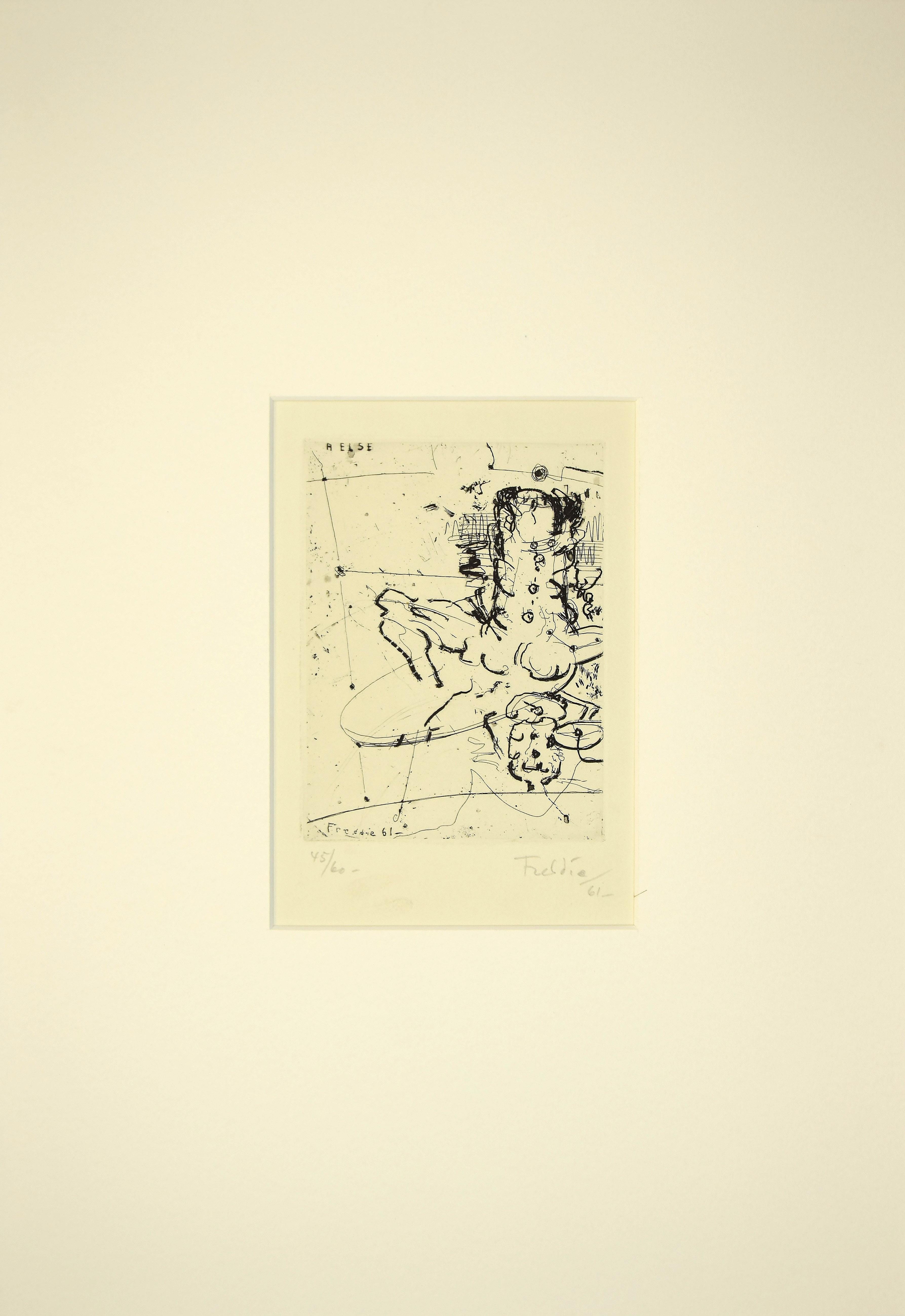 Composition - Etching by W. Freddie - 1961 - Print by Wilhelm Freddie