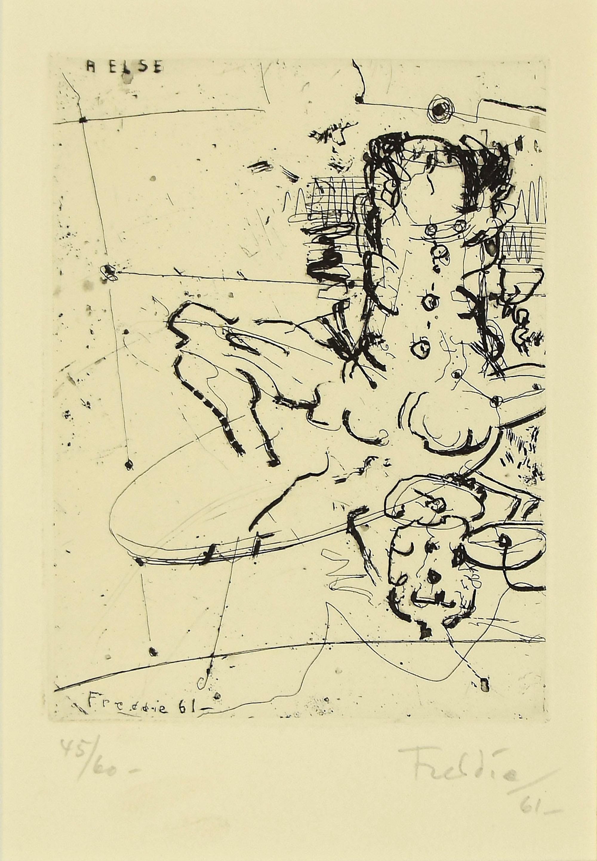 Composition - Etching by W. Freddie - 1961