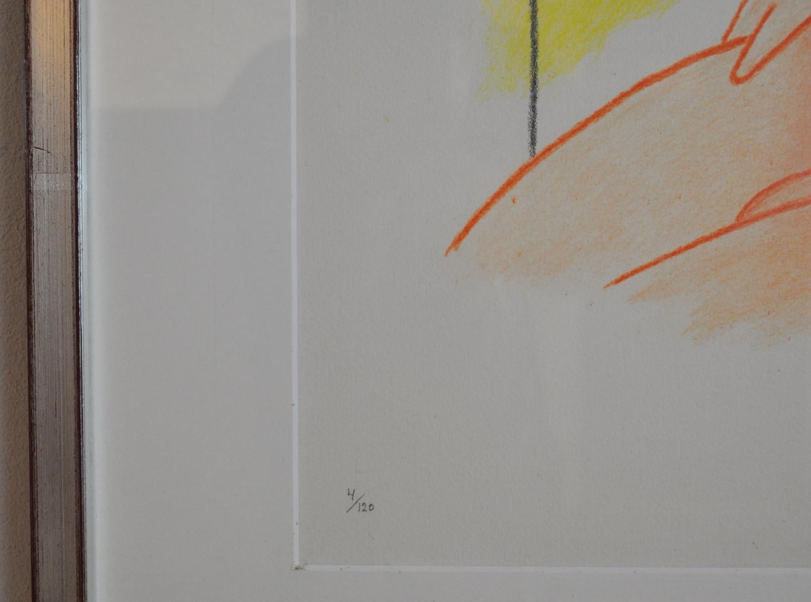 Wilhelm Freddie (1909-95), Lithograph, Composition, 1991
Signed and numbered 4/120. 
Frame size: 90 cm H x 69 cm W

Wilhelm Freddie was a Danish painter, graphic artist, object artist and professor at the Royal Danish Academy of Fine Arts in