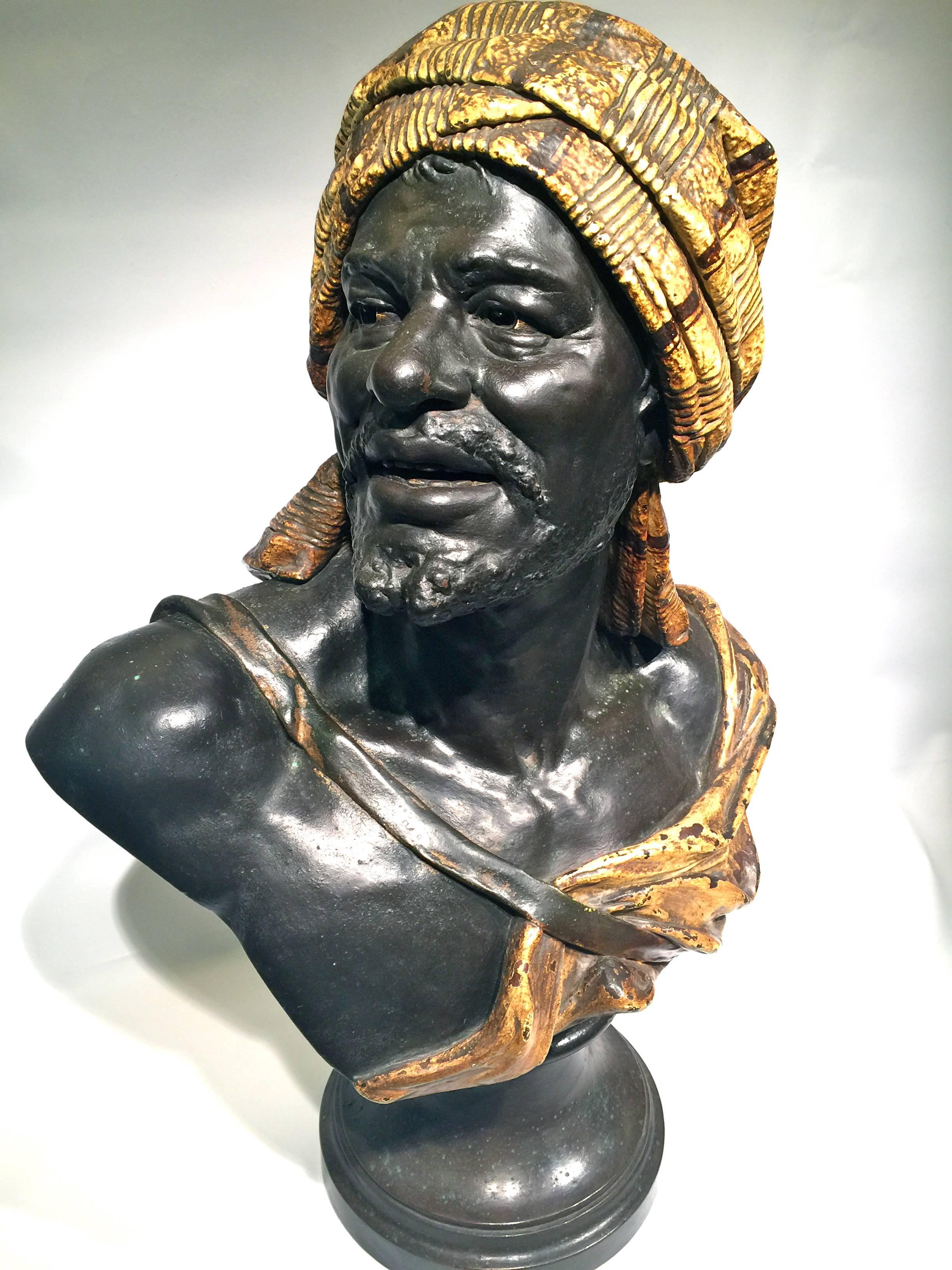 Wilhelm Giesecke Austria bust in terracotta and patinated bronze, circa 1914.