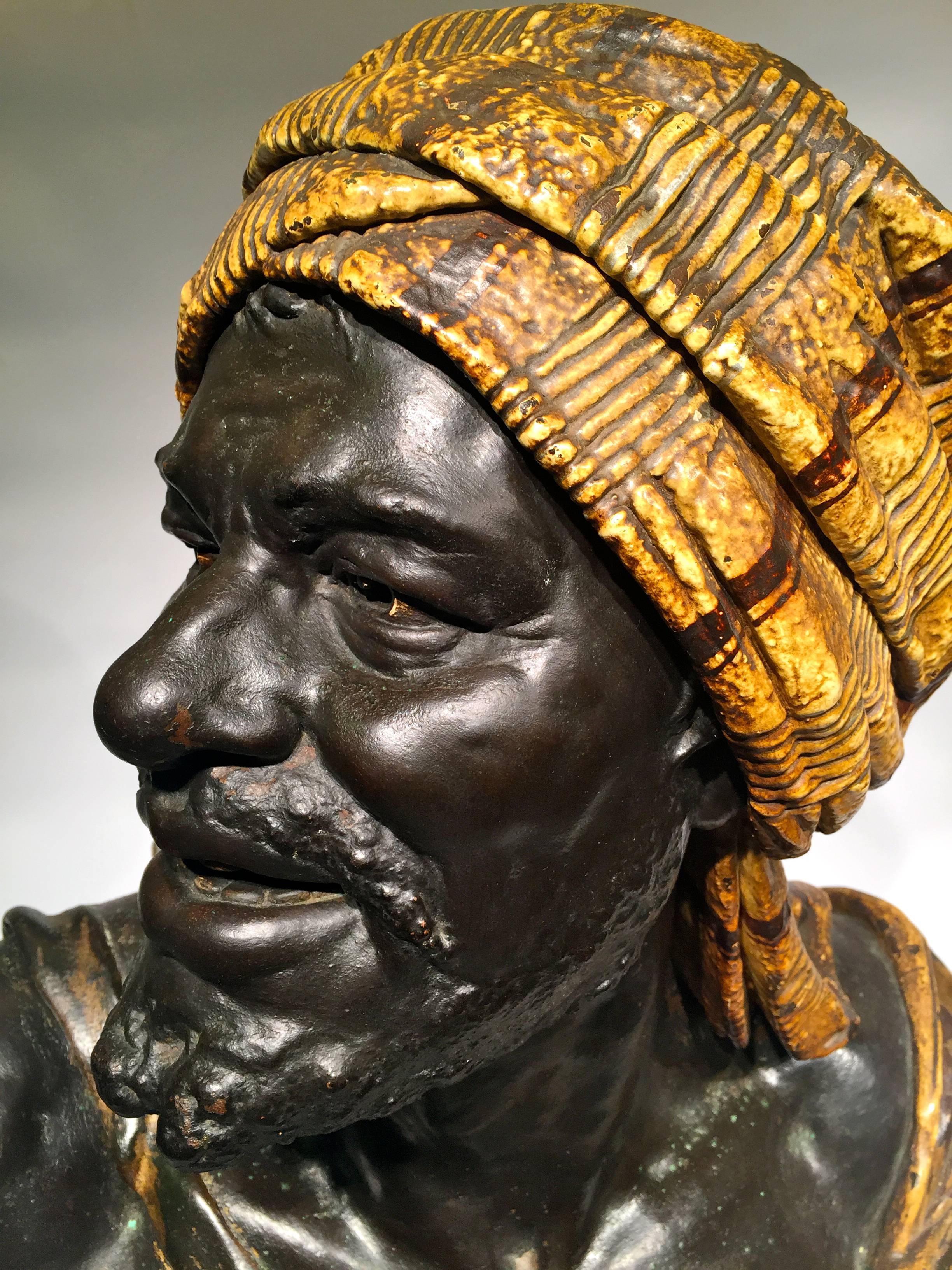 Art nouveau Buste autrichien Wilhelm Giesecke en bronze patiné, 1914 en vente