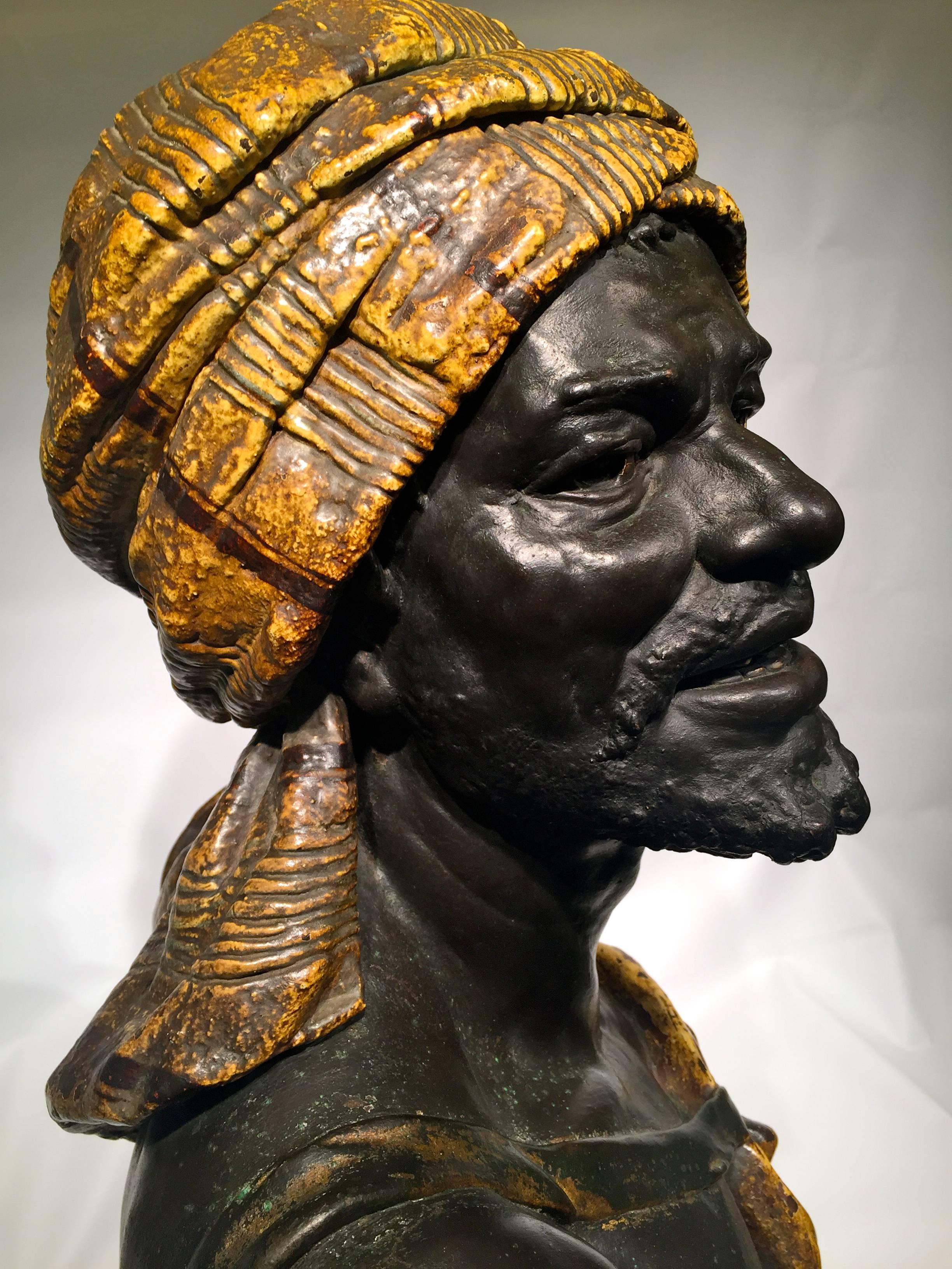 Early 20th Century Wilhelm Giesecke Austria Bust in Patinated Bronze, 1914 For Sale