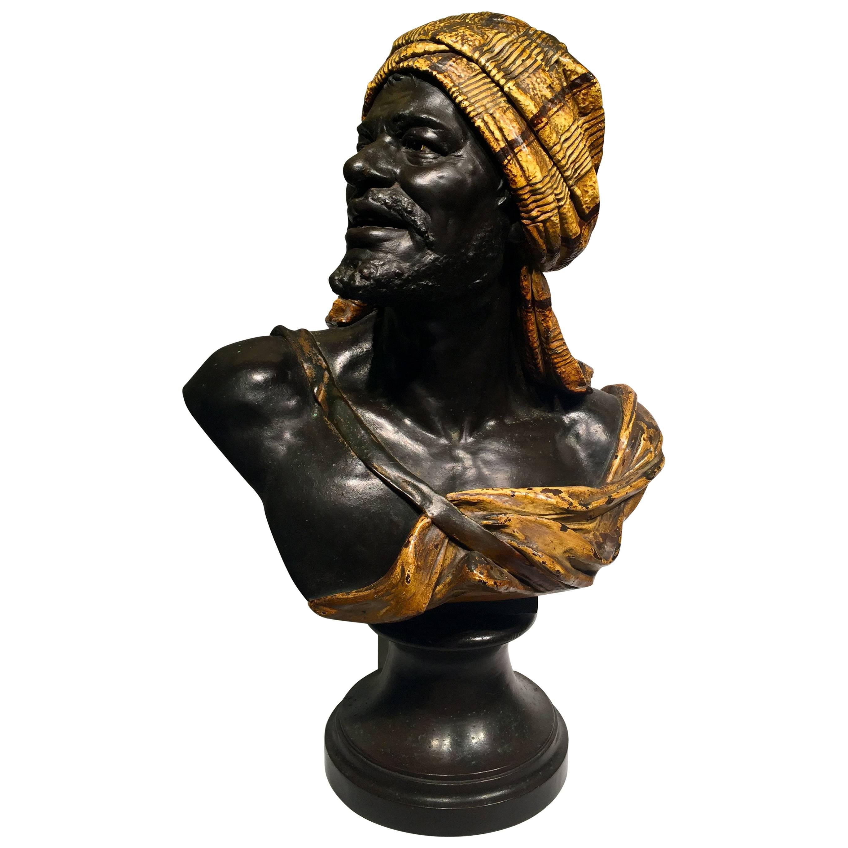 Buste autrichien Wilhelm Giesecke en bronze patiné, 1914 en vente