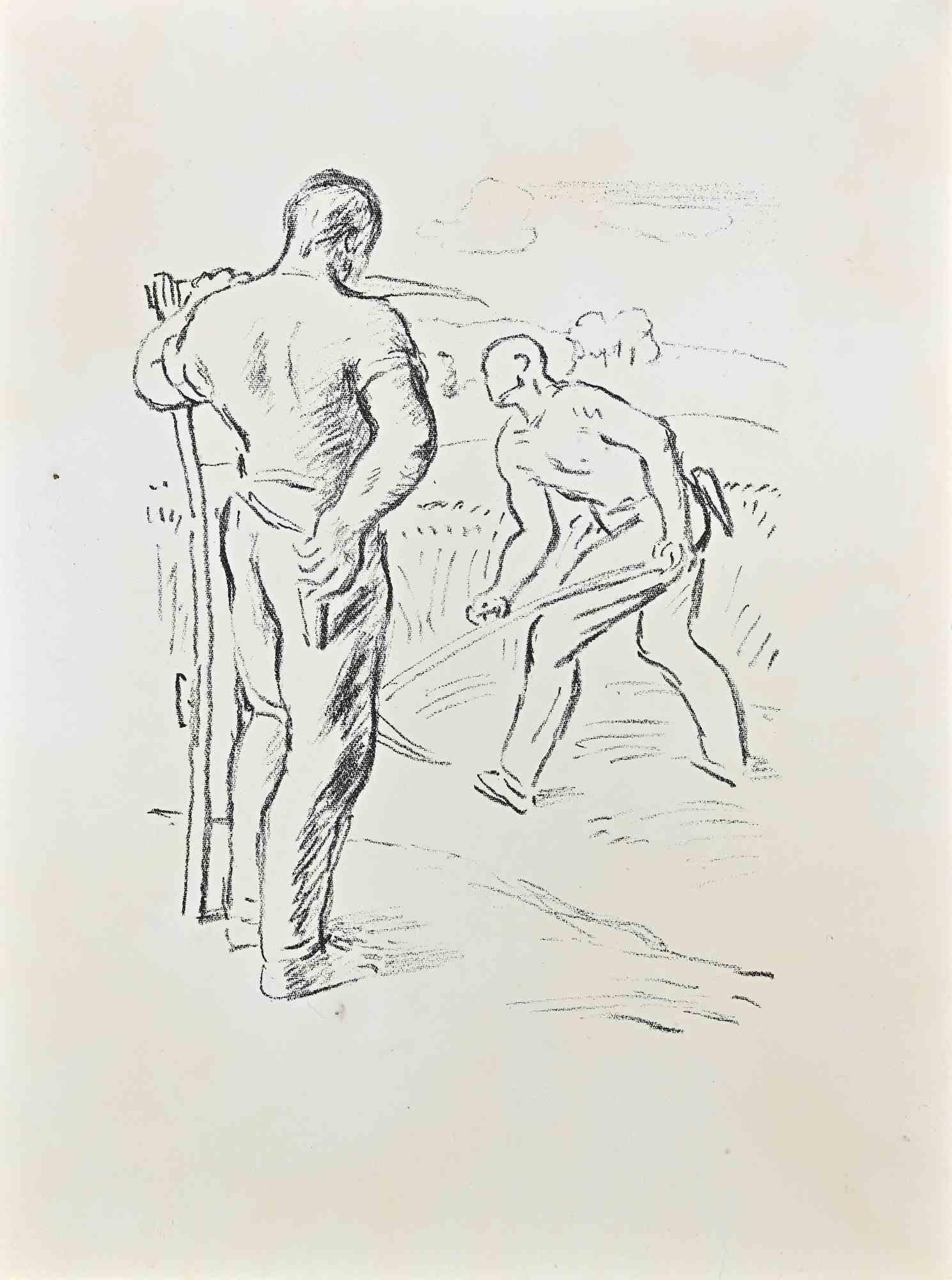 Bauern – Lithographie von W. Gimmi – 1955 ca.