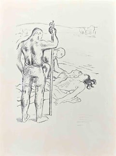 Figures On Seaside - Lithograph by W. Gimmi - 1955 ca.