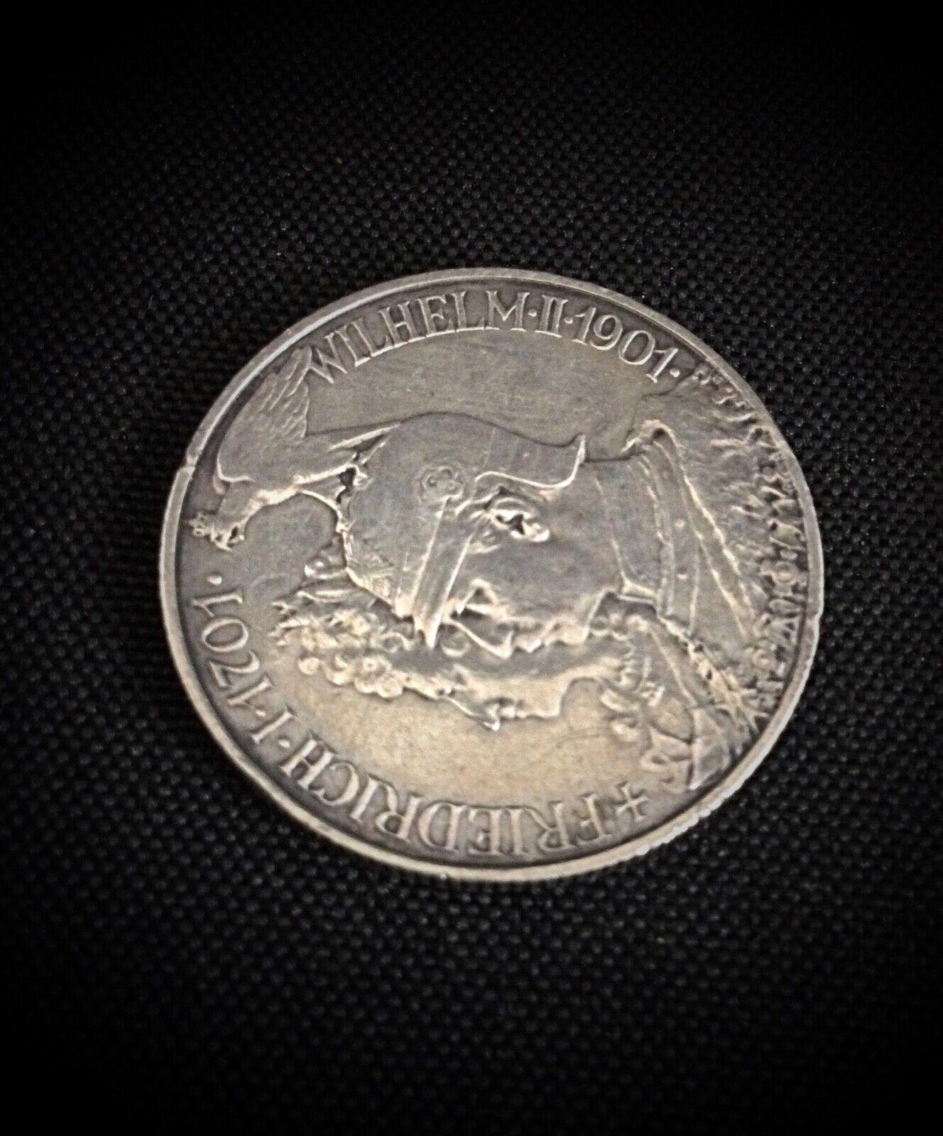 Wilhelm II 1901 Zwei Mark Coin - Pièce de collection historique allemande - 2Y104 Bon état - En vente à Bordeaux, FR