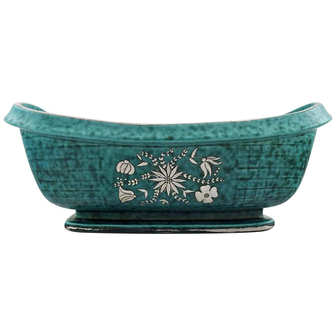 Wilhelm Kaage, Gustavsberg, Argenta Art Deco Flower Bowl / Jardiniere