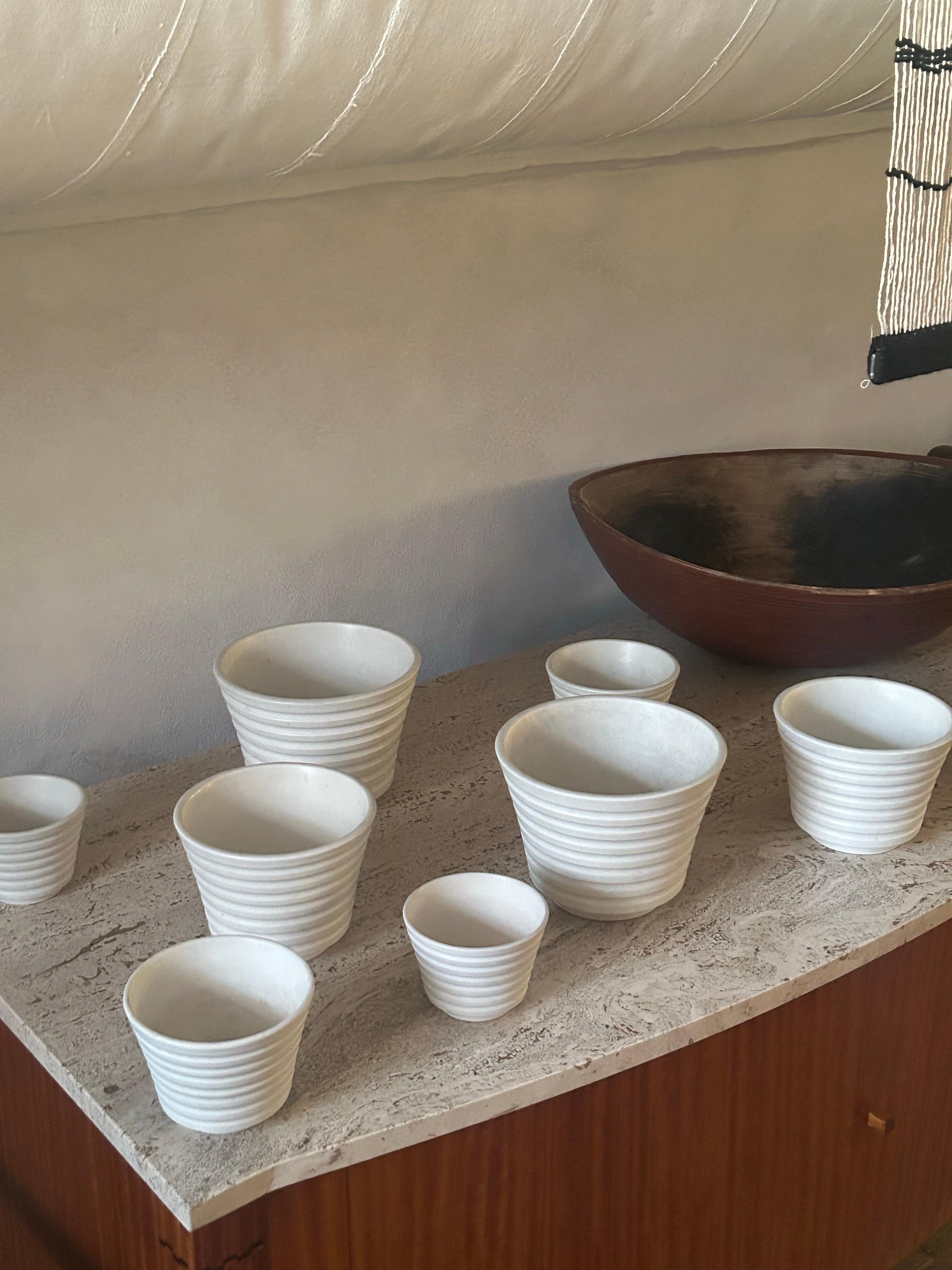 Wilhelm Kåge (1889–1960) Eight Carrara Planters, Gustavsberg, Sweden, 1940s In Good Condition For Sale In Valby, 84
