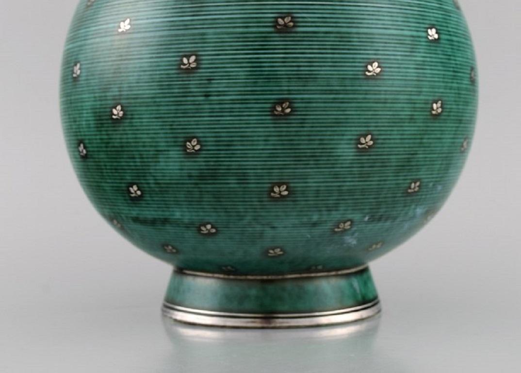 Wilhelm Kåge for Gustavsberg, Round Argenta Art Deco Vase In Excellent Condition In Copenhagen, DK
