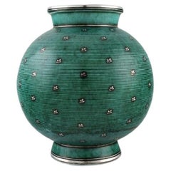 Vase rond Art Déco Argenta de Wilhelm Kge pour Gustavsberg