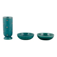 Wilhelm Kåge 
1889-1960
 for Gustavsberg, Small Argenta Vase and Two Bowls