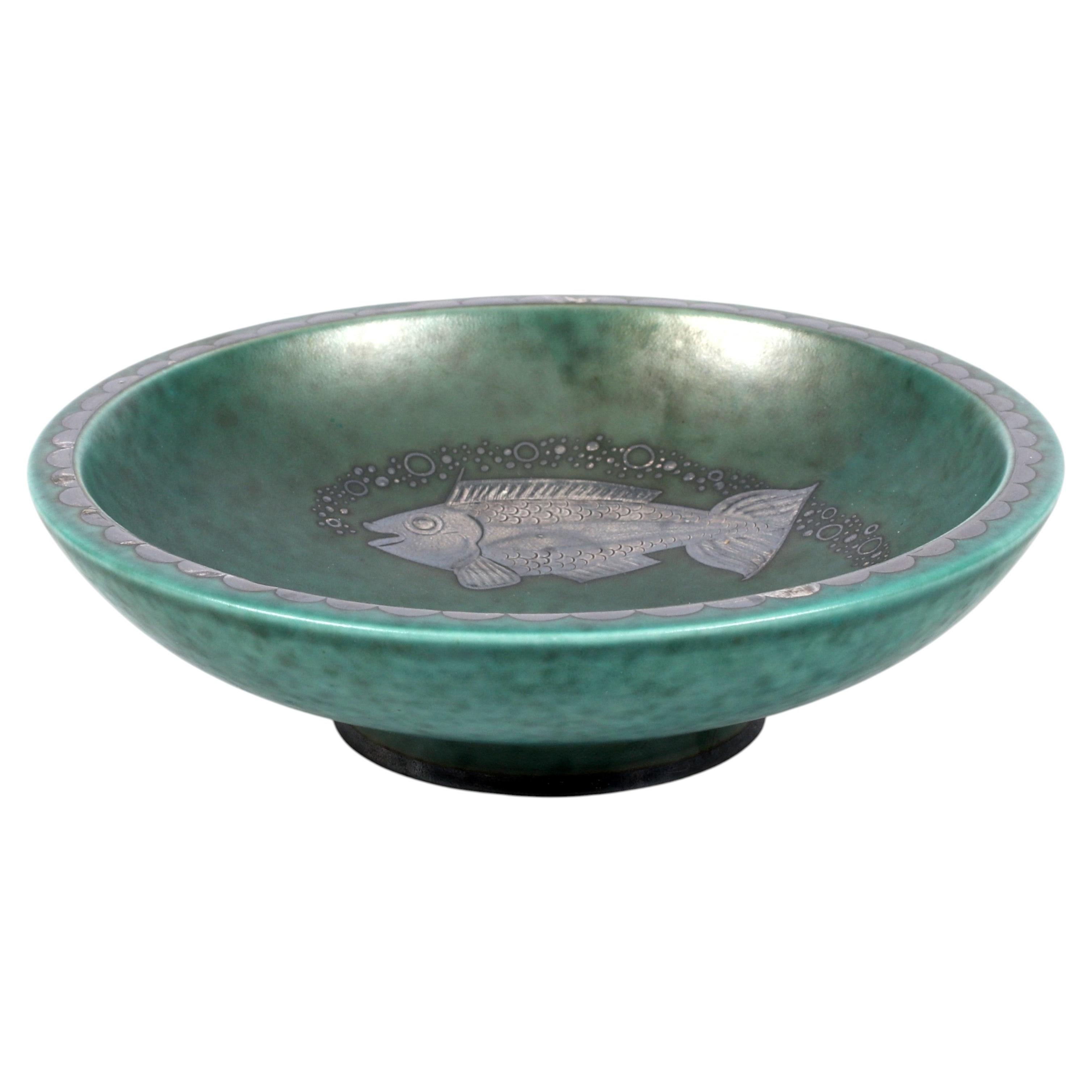 Wilhelm Kage Argenta Ceramic Bowl for Gustavsberg Sweden 1950s Marked