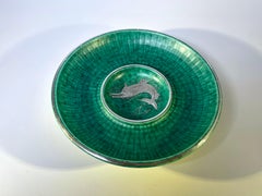 Wilhelm Kage, Argenta Gustavsberg, Silber Piscine-Schale aus eingeschnittenem Steingut, um 1940