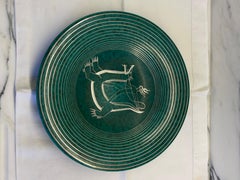 Wilhelm Kage Argenta "the Dragon" Large Plate for Gustavsberg Sweden 1950 Signed