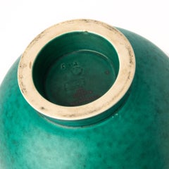 Wilhelm Kage “Argenta” vase 1045 glazed stoneware silver Gustavsberg Sweden 1950