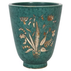 Vaso 'ARGENTA' di Wilhelm Kåge per Gustavsberg, anni '40 - Design floreale intarsiato in argento