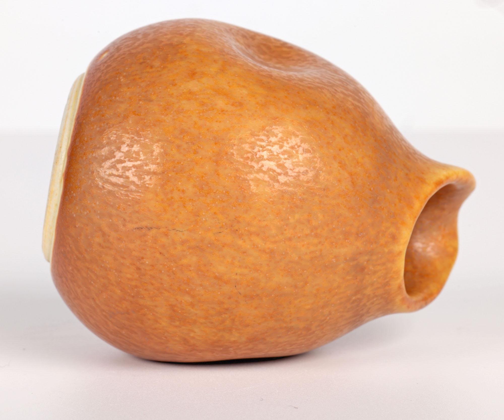 Wilhelm Kåge Art Deco Gustavsberg Orange Haresfur Studio Pottery Jug For Sale 2