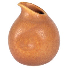 Wilhelm Kåge Art Deco Gustavsberg Orange Haresfur Studio Pottery Jug