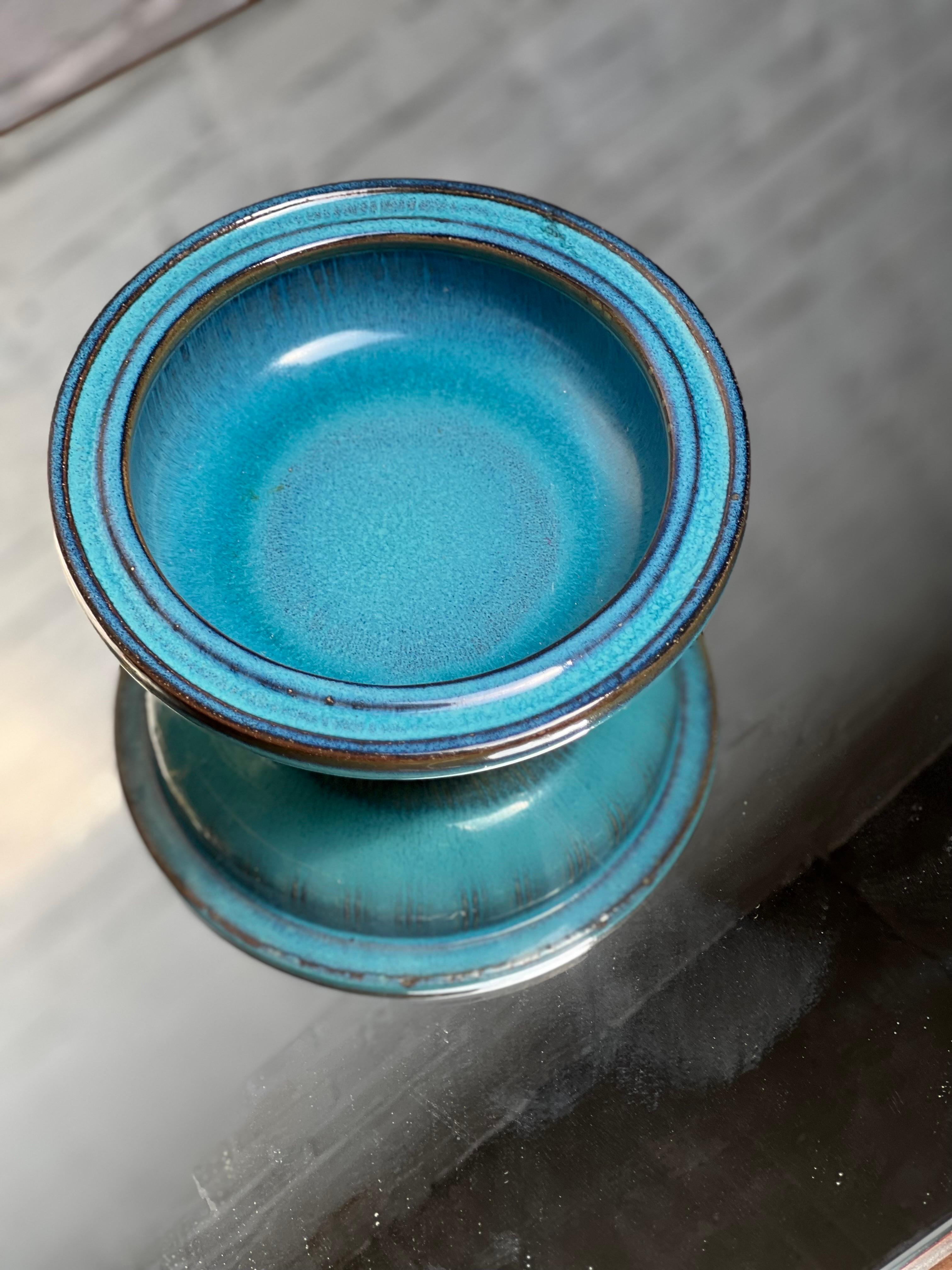 Wilhelm Kage, Blue glazed bowl, Unique Farsta from 1957 Sweden For Sale 2