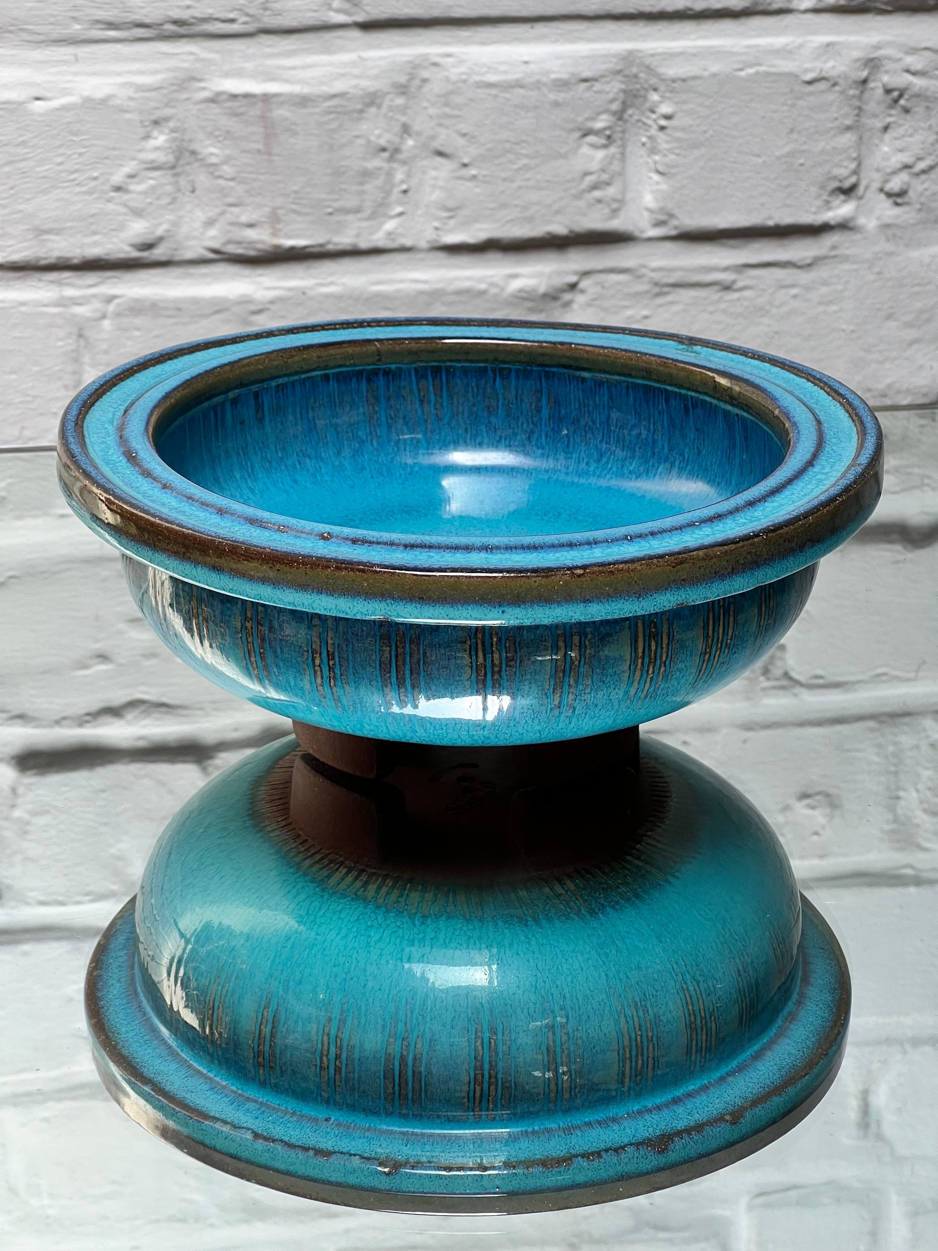 Wilhelm Kage, Blue glazed bowl, Unique Farsta from 1957 Sweden For Sale 3