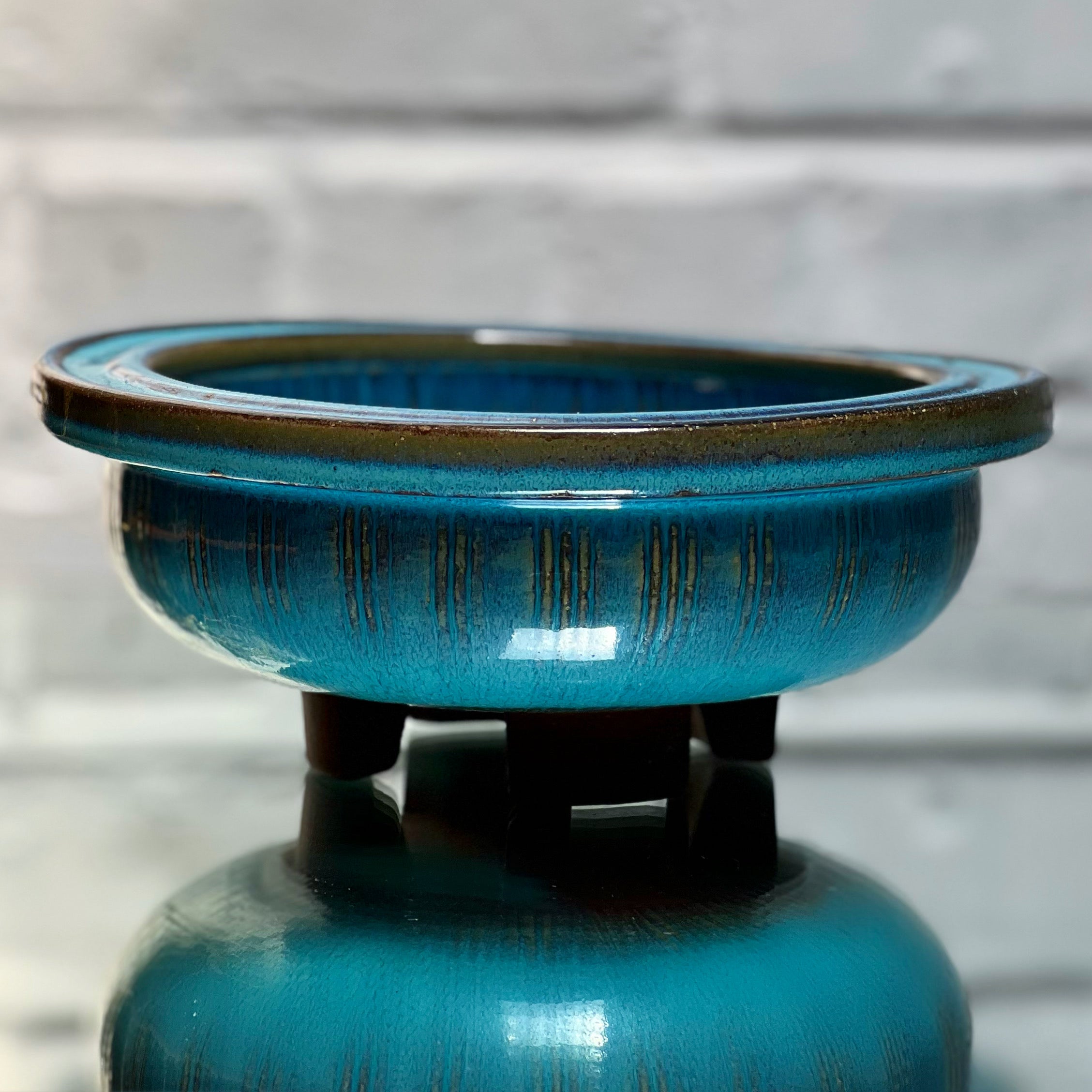 Scandinavian Modern Wilhelm Kage, Blue glazed bowl, Unique Farsta from 1957 Sweden For Sale