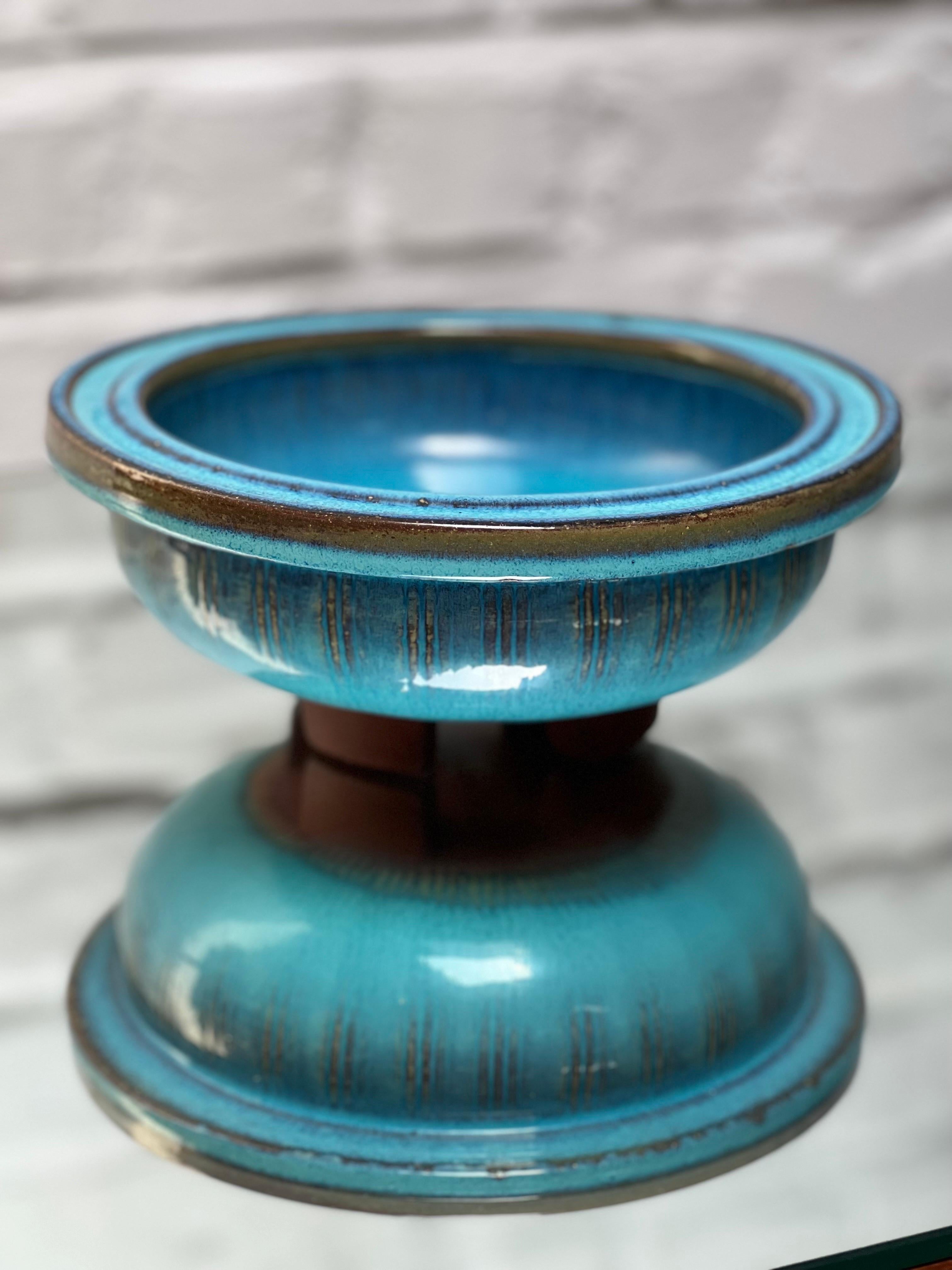 Swedish Wilhelm Kage, Blue glazed bowl, Unique Farsta from 1957 Sweden For Sale