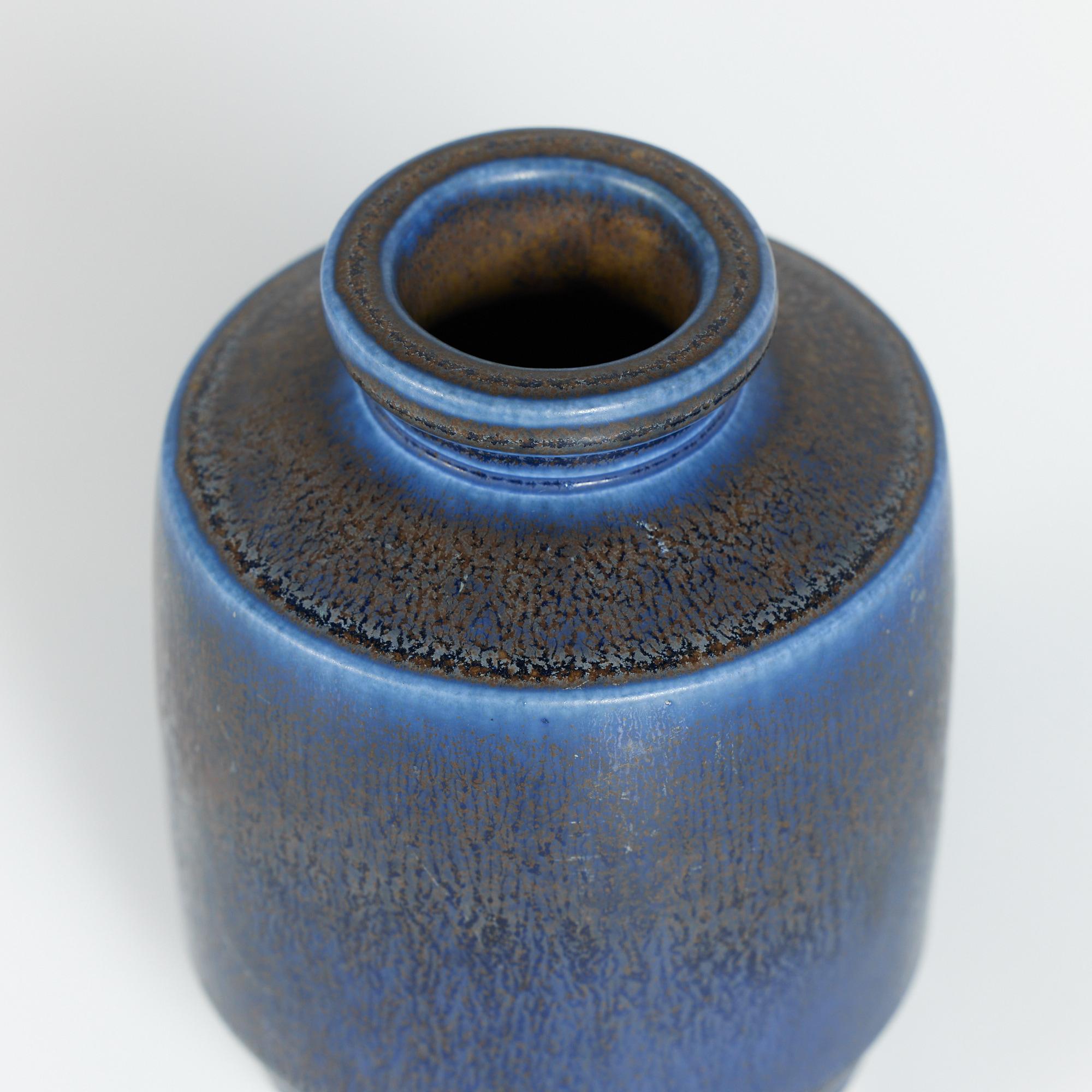 Ceramic Wilhelm Kåge Blue Glazed Fish Vase for Gustavsberg Studio For Sale