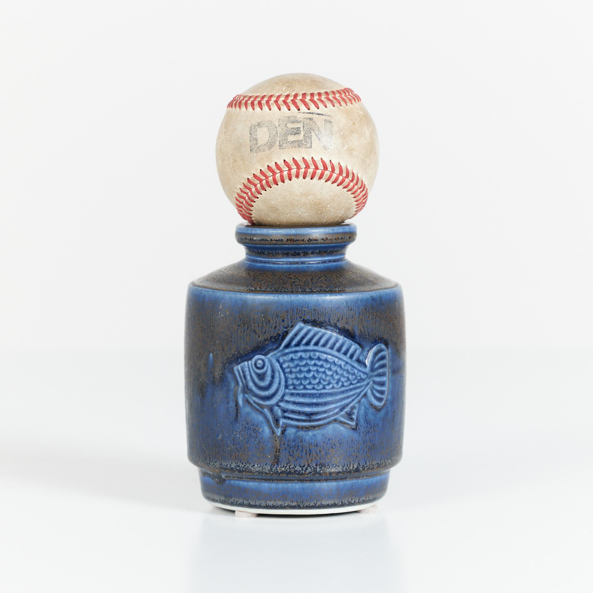 blue fish vase