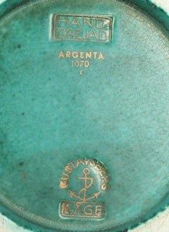 Wilhelm Kage Schale Keramik Silber 'Argenta' Gustavsberg Schweden 1950er Jahre Markiert