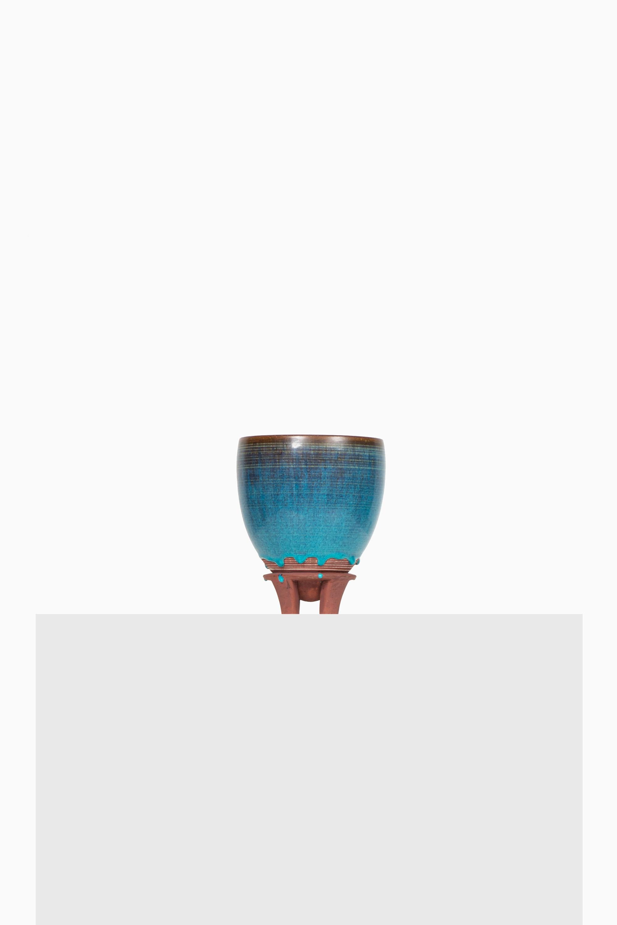 Scandinavian Modern Wilhelm Kåge Ceramic Vase Model Farsta by Gustavsberg in Sweden