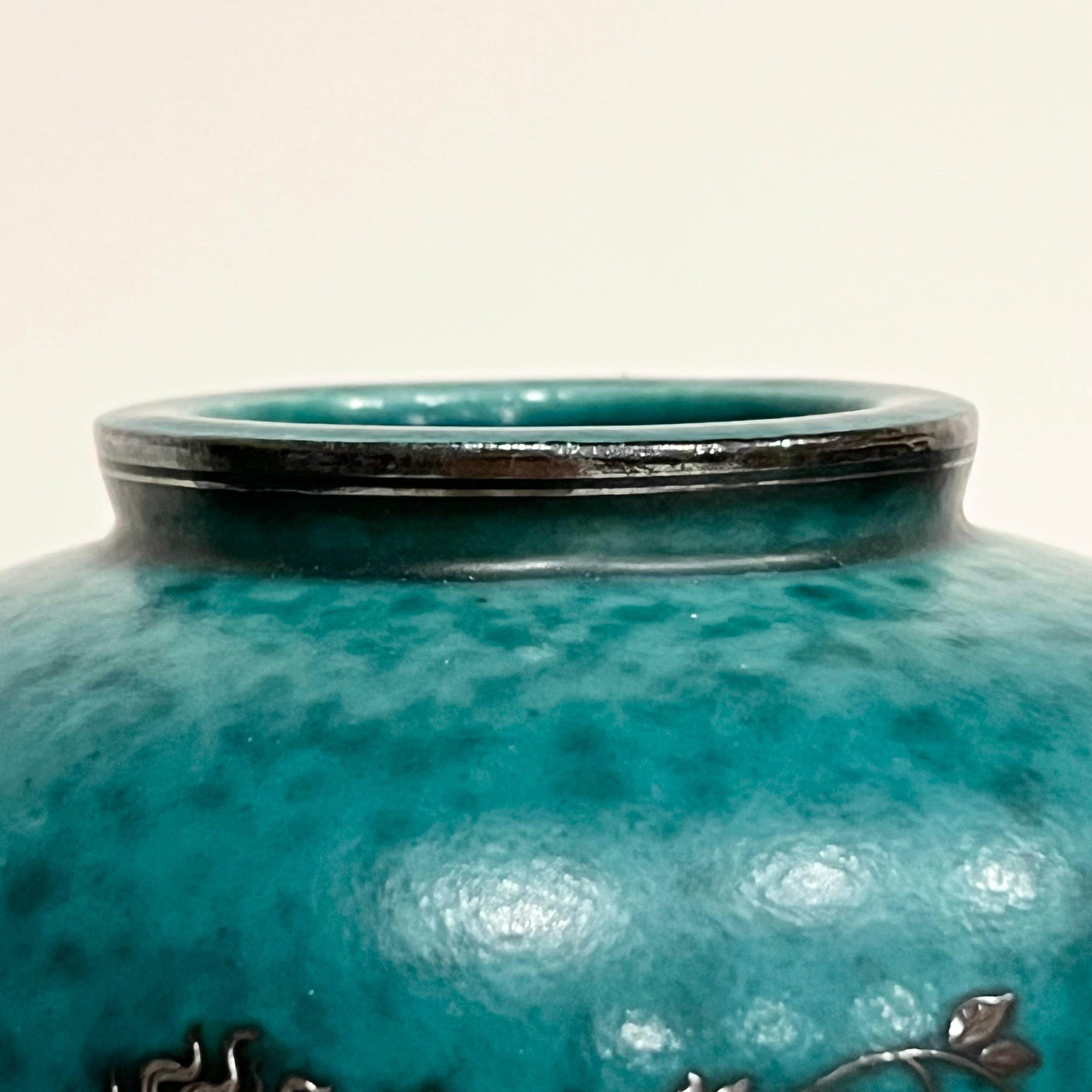 Incrusté Wilhelm Kåge Vase à sirène en argent vers 1930 Suède en vente